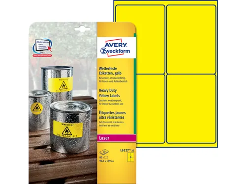 Avery Zweckform Ultra sterk etiket L6127-20 99.1x139mm Geel 80 stuks