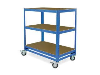 Etagewagen,Draagverm. 150Kg,3Etage(S),Houten Legbordetage,Blauw - 1
