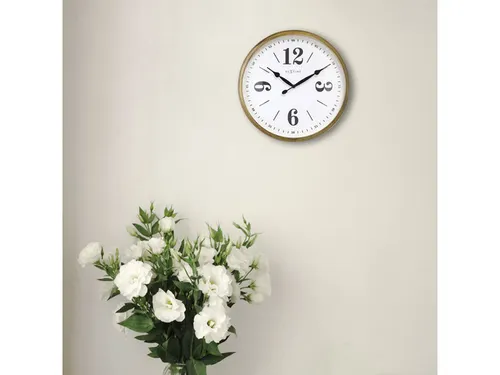 Landelijke wandklok - 39cm - Stille klok - Wit/ Goud- NeXtime "Classic
