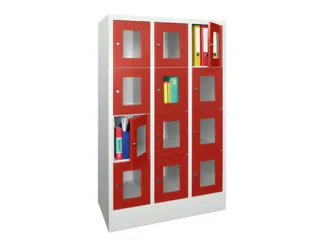 lockerkast,HxBxD 1518x900x500mm,3x4vakken,RAL7035,front RAL3000 - 2