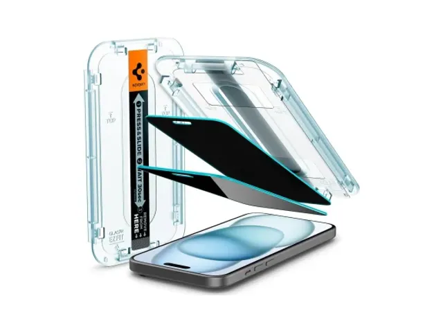 Spigen EZ Fit Glas.tR Apple iPhone 15 Privacy Glass (2-Pack)