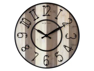 Grote wandklok - 50cm - Stil - Hout - Zwart Metaal - "Oxford" -NeXtime - 9