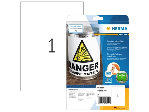 HERMA 9531 Weervast Outdoor folie-etiket A4 210x297mm Wit 10 stuks