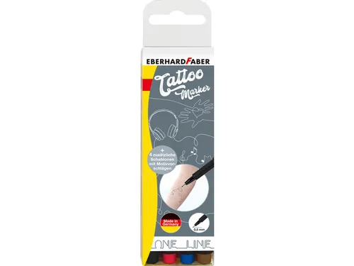 Tattoo stift Eberhard Faber 4 stuks, 4 kleuren rood, bruin, zwart en b