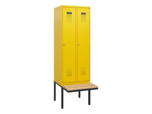 locker met bank,HxBxD 1950x600x815mm,2vak,vak B 300mm,cilinderslot