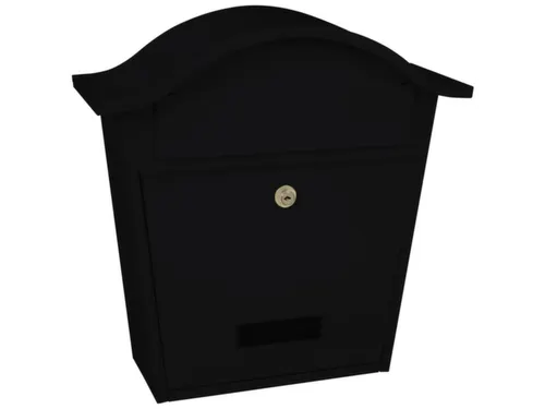 muurbrievenbus,staal,zwart,HxBxD 370x362x133mm,inworp/uitname voor