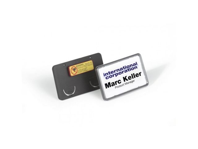Badge 8129 Clip Card Met Magneet 40x75mm Zwart | DurableBadge.nl
