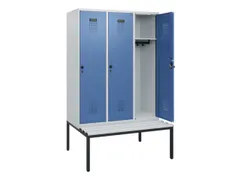 locker met bank,HxBxD 1950x1200x815mm,3vak,vak B 400mm,draaigrendel