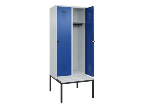 locker met bank,HxBxD 2120x800x815mm,2vak,vak B 400mm,draaigrendel