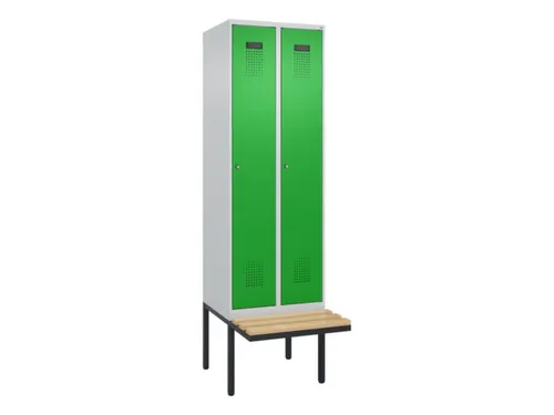 locker met bank,voor scheiding van kleding,HxBxD 2120x600x815mm,2vak