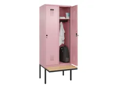 locker met bank,HxBxD 2120x800x815mm,2vak,vak B 400mm,draaigrendel