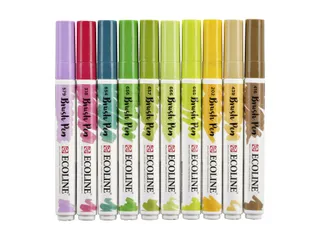 Brushpen Talens Ecoline set botanisch blister à 10 stuks assorti - 4