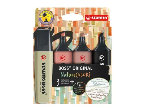 Markeerstift STABILO Boss 70/4 nature colors etui à 4 stuks