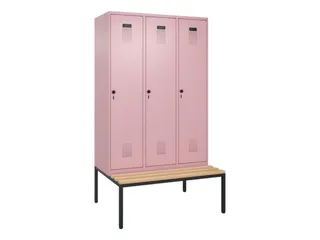 locker met bank,HxBxD 2120x1200x815mm,3vak,vak B 400mm,draaigrendel - 3