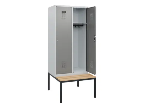 locker met bank,HxBxD 1950x800x815mm,2vak,vak B 400mm,cilinderslot