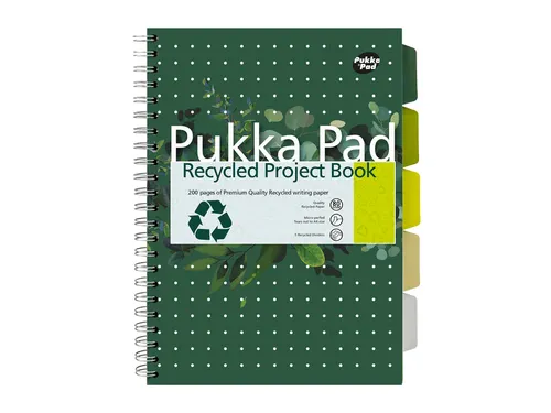 Projectboek Pukka Pad Recycled A4 lijn 5-tabs 4-gaats 200 pagina's 80g