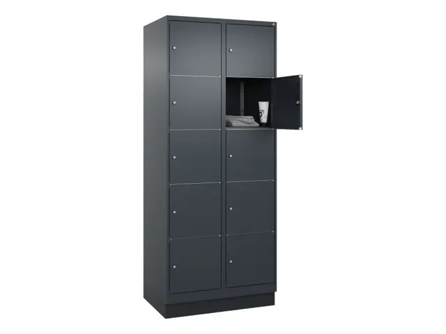 lockerkast,HxBxD 1950x800x500mm,2x5vakken,vak B 400mm,cil.-slot,sokkel