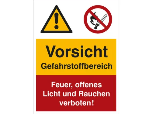 combi-bord waarschuwing/verbod,Pas op! Gebied met gevaarlijke stoffen