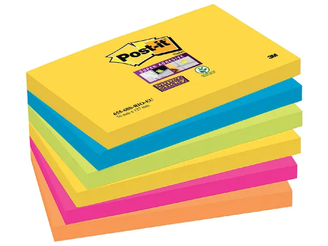 Memoblok Post-it 655-SSRO Super Sticky 76x127mm Rio Assorti