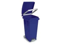 Pedaalemmers Kunststof 80 Liter 790x370x510mm Verrijdbaar Blauw