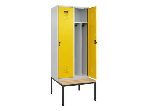 locker met bank,voor scheiding van kleding,HxBxD 2120x800x815mm,2vak