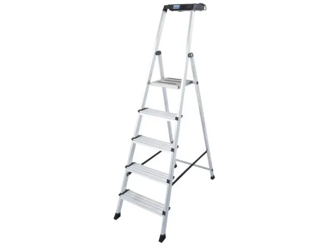 trapladder,eenzijdig,5treden,bordes m. antislip elementen,balk L 1,8m