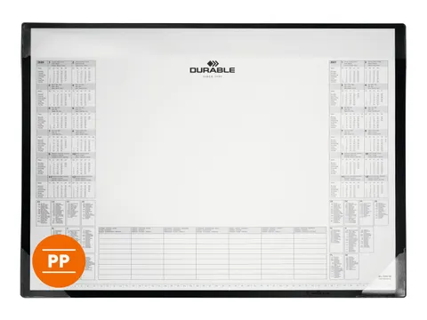 Schrijfonderlegger 600x430mm kalender PP zwart