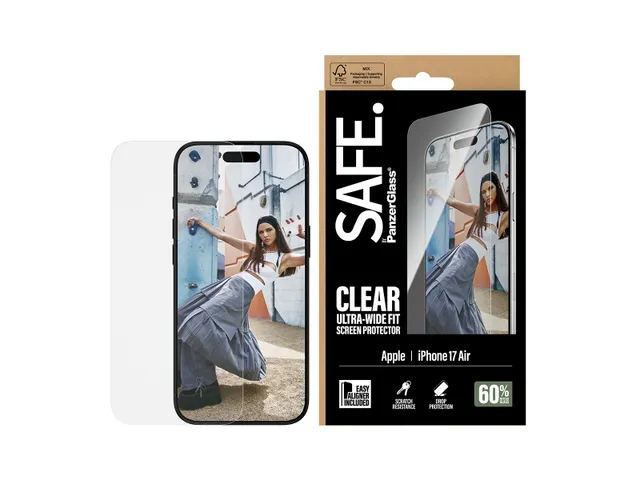 PanzerGlass SAFE. by Screen Protector iPhone Air | Ultra-Wide Fit w