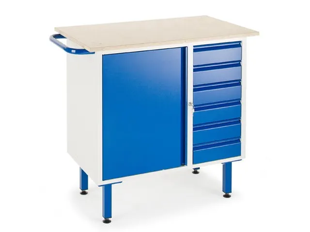 Établi,Plateau Multiplex,Force 400Kg,4 Pieds,Équipement : 6 Tiroi