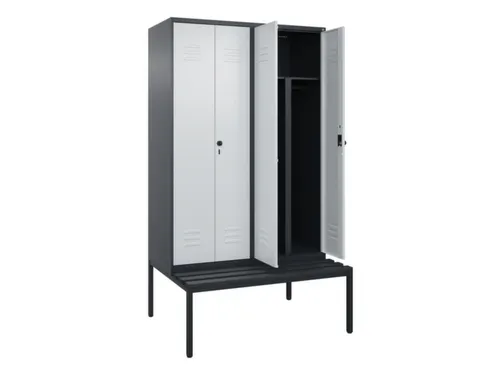 PBM-locker met bank,HxBxD 2120x1200x815mm,4vak,vak B 300mm
