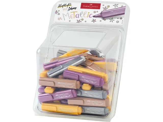 Tekstmarker Faber Castell Metallic in display á 80 stuks