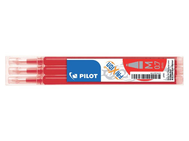 Recharge pour stylos à encre gel FriXion Pilot, rouge, pointe moyenne de  0,7 mm