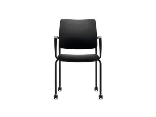 Bezoekersstoel 4-Voet/4Wielen Zwart Armleuningen Zitting Zwart Stof