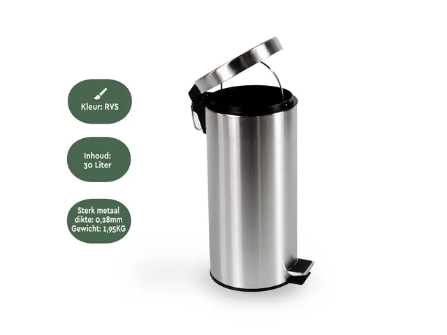Pedaalemmer BRASQ 30 liter rvs