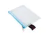 Trousse Foldersys PVC transparent A7 avec fermeture éclair turquoise