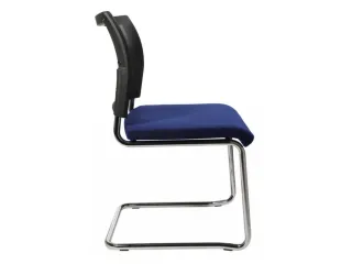 Bezoekersstoel Zitting Blauw Stof Rug Netbekleding Zwart Sledeframe - 4