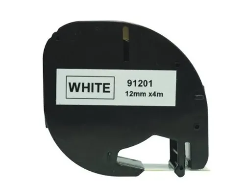 Labeltape Dymo Compatible Letratag 91201 12mm Zwart Op Wit