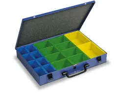 Assortimentskoffer Plaatstaal 18 Boxen Polystyrol 66x472x340mm Ral5007