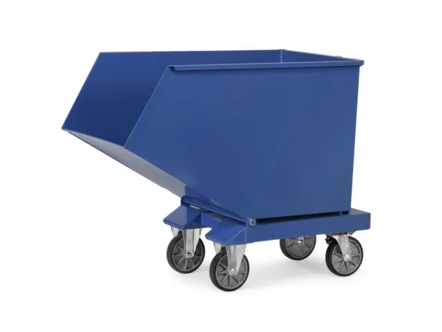 Bakwagen Met Wielen Met Vorksloffen Inhoud 400ltr Blauw Ral 5007