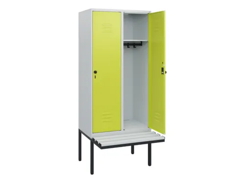 locker met bank,HxBxD 1950x800x815mm,2vak,vak B 400mm,draaigrendel