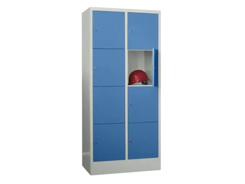 lockerkast,HxBxD 1850x800x500mm,2x4vakken,RAL7035,front RAL5012