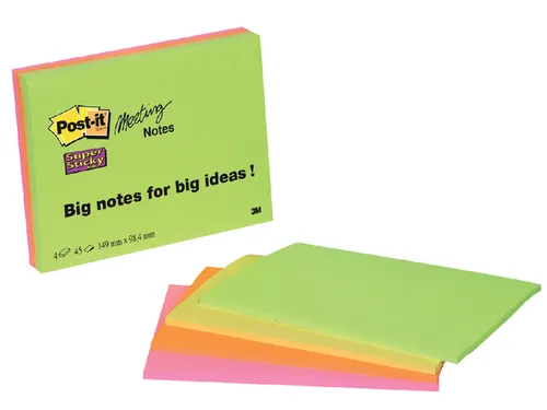 Memoblok 3M Post-it 6445 Super Sticky 152x101mm assorti Big Notes