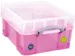 opbergdoos 18 liter XL transparant roze