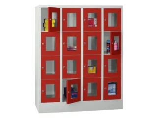 lockerkast,HxBxD 1518x1200x500mm,4x4vakken,RAL7035,front RAL3000 - 2