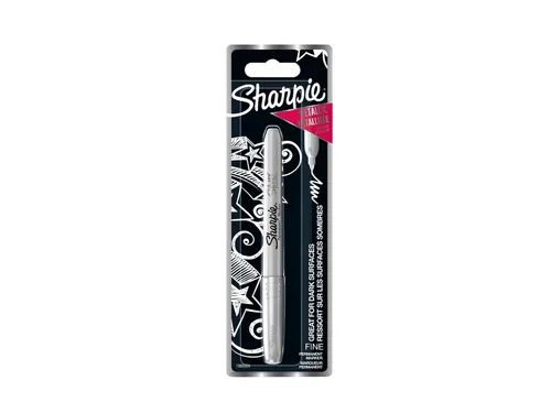 Viltstift Sharpie Fijne punt rond 0.9mm Metallic Zilver op blister