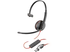 Micro-casque monaural USB-C Poly Blackwire 3210 + adaptateur USB-C/A