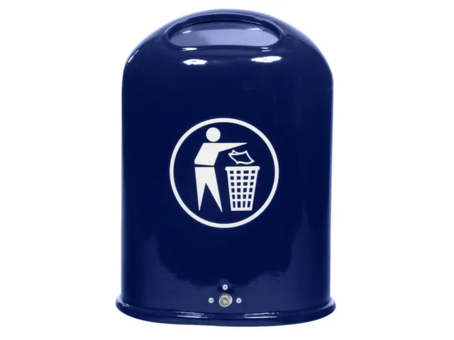 Staalplaat Afvalemmer 45 Liter Ovale Opening Veerklep Kobaltblauw