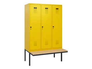 locker met bank,HxBxD 1950x1200x815mm,3vak,vak B 400mm,draaigrendel - 2