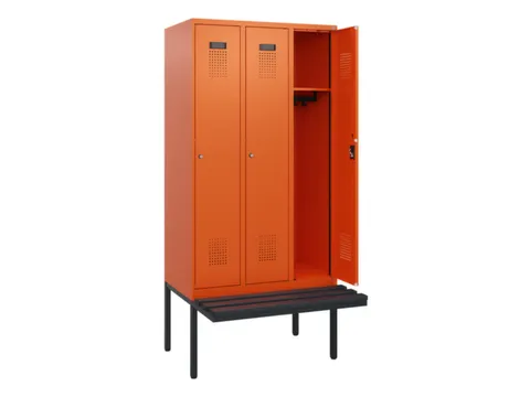 locker met bank,HxBxD 1950x900x815mm,3vak,vak B 300mm,cilinderslot
