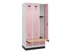 locker met bank,HxBxD 1950x900x815mm,3vak,vak B 300mm,cilinderslot